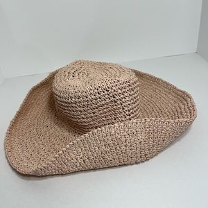 Blush Pink Bendable Sun Hat Woven Soft Wired Raffia